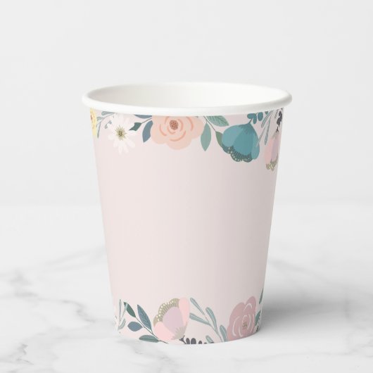 Pink Floral Garden Horse Girl Birthday Papieren Bekers (Achterkant)