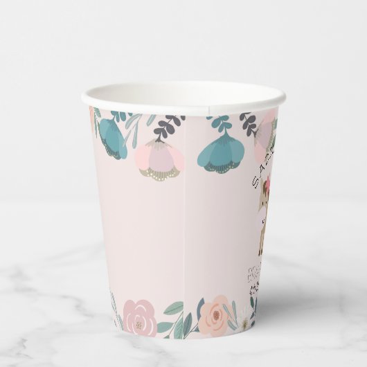 Pink Floral Garden Horse Girl Birthday Papieren Bekers (Rechts)