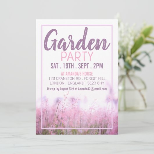 Pink Floral, Garden Party Kaart (Staand voorkant)