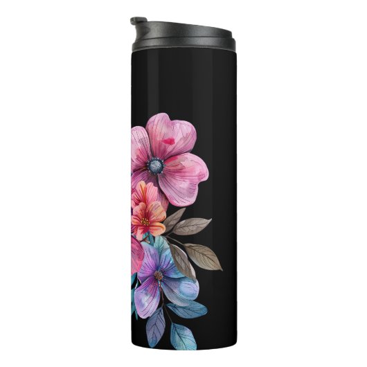 Pink Floral Garden Thermosbeker (Geroteerd rechts)