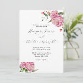 Pink Floral Garden Wedding Kaart (Staand voorkant)