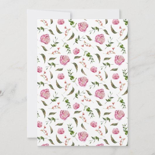 Pink Floral Garden Wedding Kaart (Achterkant)