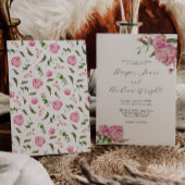 Pink Floral Garden Wedding Kaart