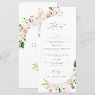 Pink Floral Garden Wedding Menu