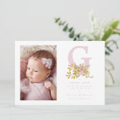 Pink Floral Garland Initial Baby Newborn Name (Staand voorkant)