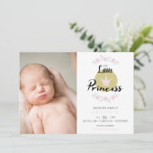 Pink Floral Garland Princess Crown Newborn Girl Aankondiging (Staand voorkant)