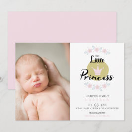 Pink Floral Garland Princess Crown Newborn Girl Aankondiging