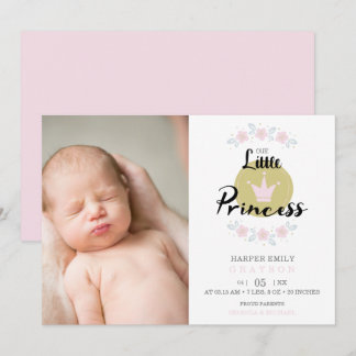 Pink Floral Garland Princess Crown Newborn Girl Aankondiging