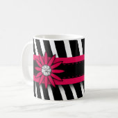 Pink Floral Gem en Zebra Pattern Koffiemok (Voorkant links)
