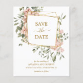 Pink Floral Geometric Photo Save the Date (Voorkant)