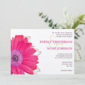 Pink Floral Gerber Daisy Wedding Kaart (Staand voorkant)