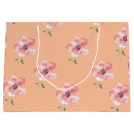 Pink Floral Gift Bag – Orange Pastel Pattern Groot Cadeauzakje