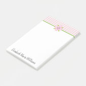 Pink Floral Gingham gepersonaliseerd Post-it® Notes (Schuin)