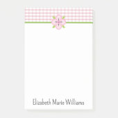 Pink Floral Gingham gepersonaliseerd Post-it® Notes (Voorkant)