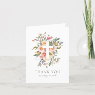 Pink Floral Girl Baptisme Bedankkaart