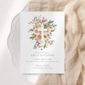 Pink Floral Girl Baptisme Kaart