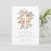 Pink Floral Girl Baptisme Kaart (Staand voorkant)