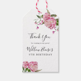 Pink Floral Girl Birthday Party Cadeaulabel
