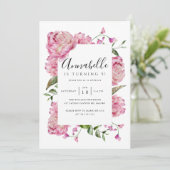 Pink Floral Girl Birthday Party Kaart (Staand voorkant)