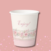 Pink Floral Girl Christian Baby Shower Papieren Bekers