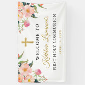 Pink Floral Girl First Heilige Communist Banner (Verticaal)