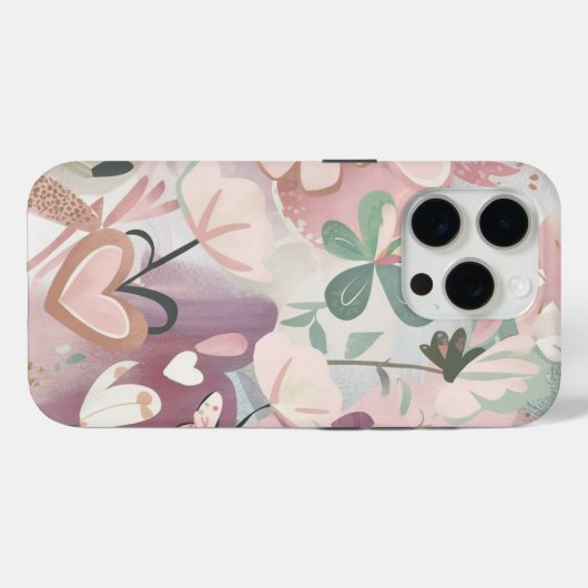 Pink Floral Girly Case-Mate iPhone Case (Achterkant (horizontaal))
