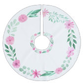 Pink Floral Girly Elegant Princess Kerstboom Rok (Voorkant)