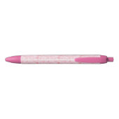 Pink Floral Girly Zwarte Inkt Pen (Achterkant)