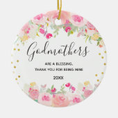 Pink Floral Godmothers Gold Keramisch Ornament (Voorkant)