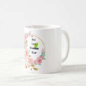 Pink Floral Gold Best Great Grandma Ever Co Koffiemok (Voorkant rechts)
