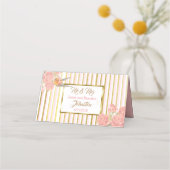 PInk Floral Gold Bird Wedding Table Number Plaatskaartje (Achterkant)