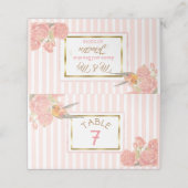 PInk Floral Gold Bird Wedding Table Number Plaatskaartje (Buitenkant ongevouwen)