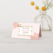 PInk Floral Gold Bird Wedding Table Number Plaatskaartje (Achterkant)