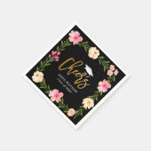 Pink Floral Gold Cheers Custom Graduparty Servet (Hoek)