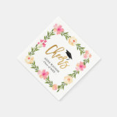 Pink Floral Gold Cheers Custom Graduparty Servet (Hoek)