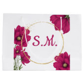 Pink Floral Gold Circle Gift Bag Groot Cadeauzakje (Achterkant)