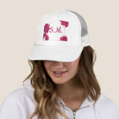 Pink Floral Gold Circle Hat Trucker Pet (In situ)