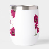 Pink Floral Gold Circle Wine Tumbler (Rechts)