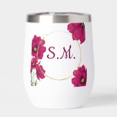 Pink Floral Gold Circle Wine Tumbler (Achterkant)