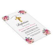  PInk Floral Gold Cross Baptism Uitnodiging Magneet (Rechterzijde)
