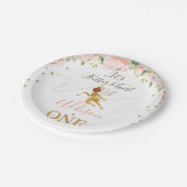 Pink Floral Gold Fairy Birthday Party  Papieren Bordje (Gekanteld)