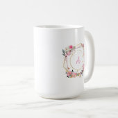 Pink Floral Gold Geometric Mug Koffiemok (Voorkant rechts)