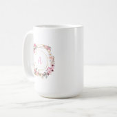 Pink Floral Gold Geometric Mug Koffiemok (Voorkant links)