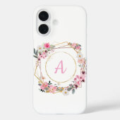 Pink Floral Gold Geometric Phone Case (Achterkant)