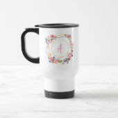 Pink Floral Gold Geometric Travel Mug Reisbeker (Links)