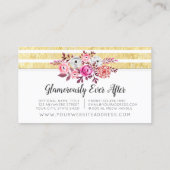 Pink Floral & Gold Glam Waterverf Moderne Stripe Visitekaartje (Achterkant)
