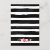 Pink Floral Gold Glitter Stripes Weddenschap Informatiekaartje (Achterkant)