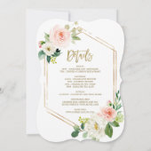 Pink Floral Gold Lijst Hens Bachelorette Weekend Kaart (Achterkant)