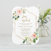 Pink Floral Gold Lijst Hens Bachelorette Weekend Kaart (Staand voorkant)