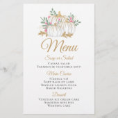 Pink Floral Gold Pumpkin Pall Weddenschap Menu (Voorkant)